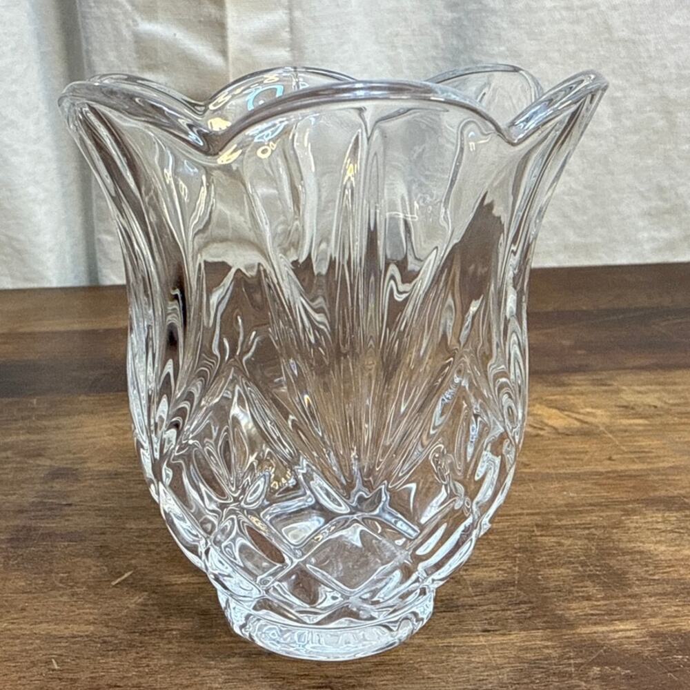 St. George Lead Crystal Small Vase / Hurricane Votive or Tealight Candle Holder